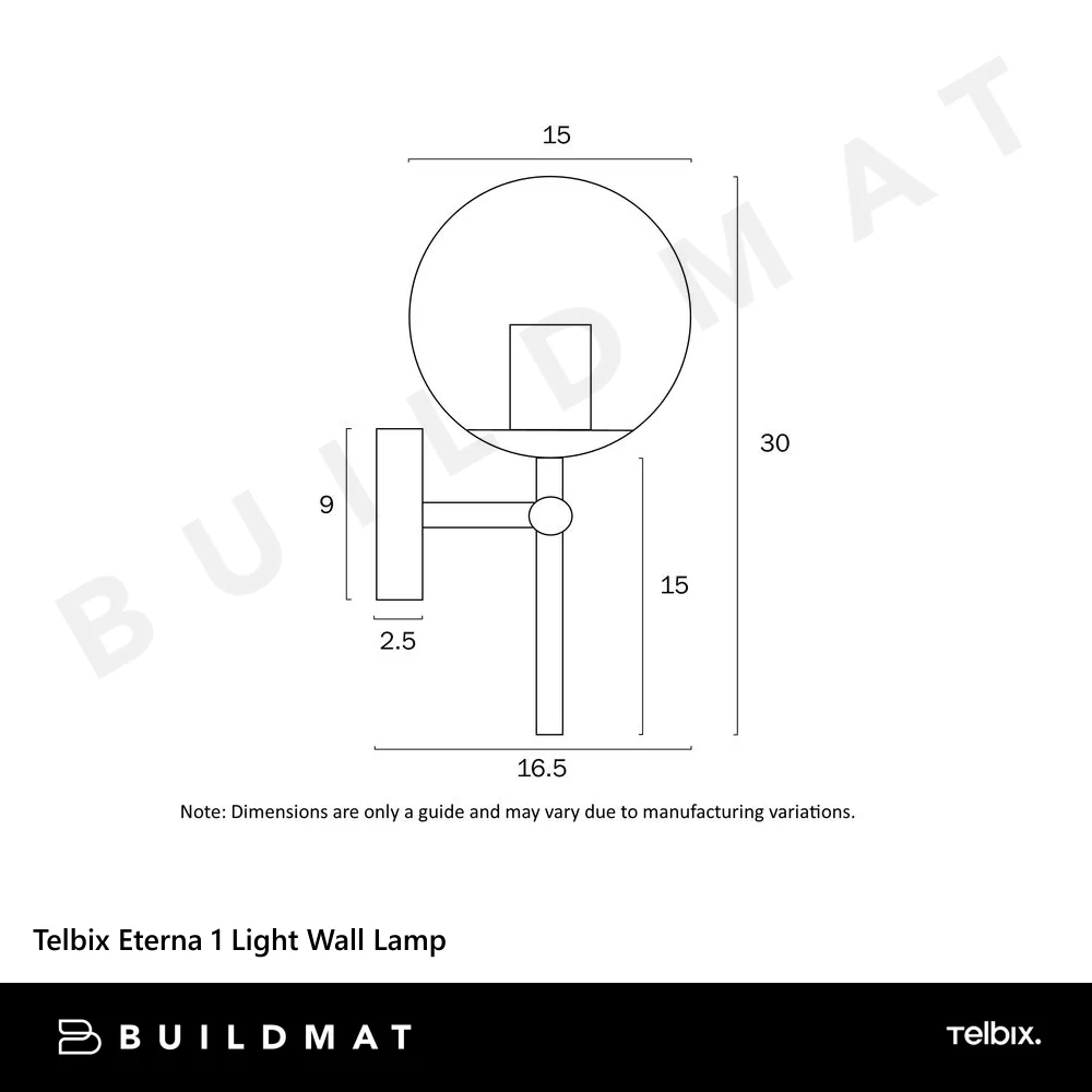 Telbix Eterna 1 Light Wall Lamp Black Opal Matt - Image 7