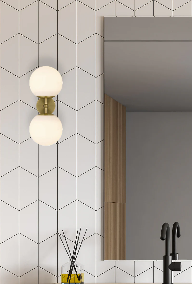 Telbix Eterna 2 Lights Wall Lamp Antique Gold Opal Matt - Image 2