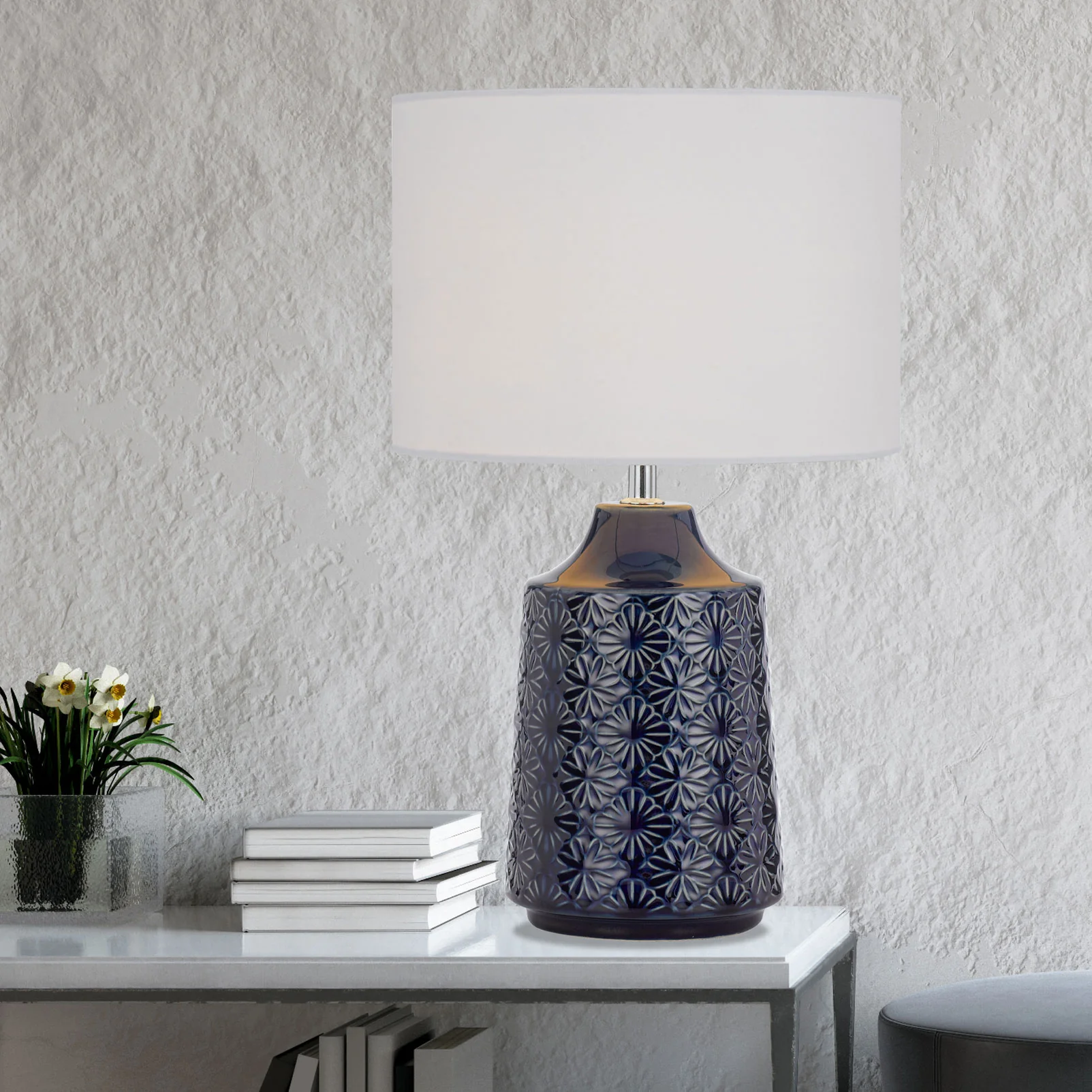 Telbix Fedon Ceramic Table Lamp Blue - Image 2