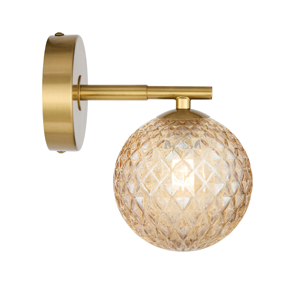 Telbix Felton 1 Light Wall Light Antique Gold Amber Tear - Image 5