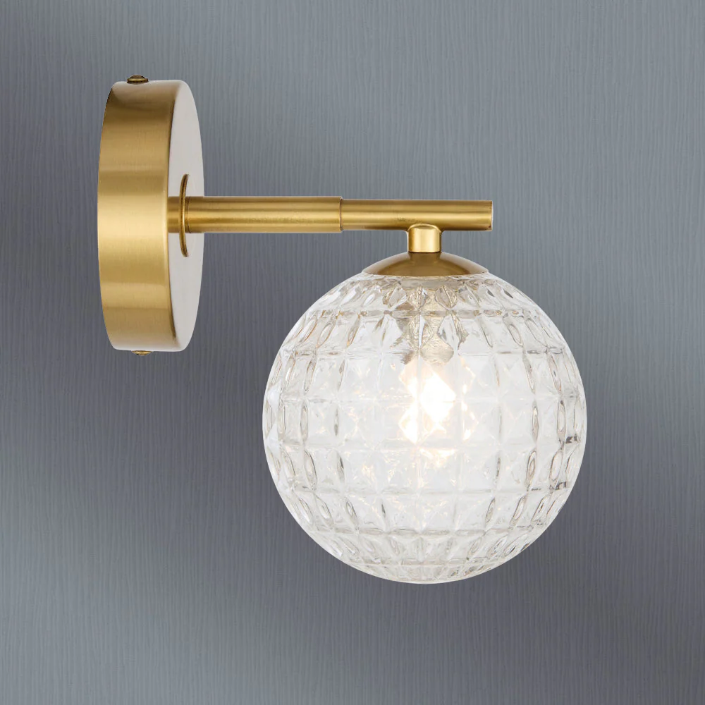 Telbix Felton 1 Light Wall Light Antique Gold Clear Prism - Image 2