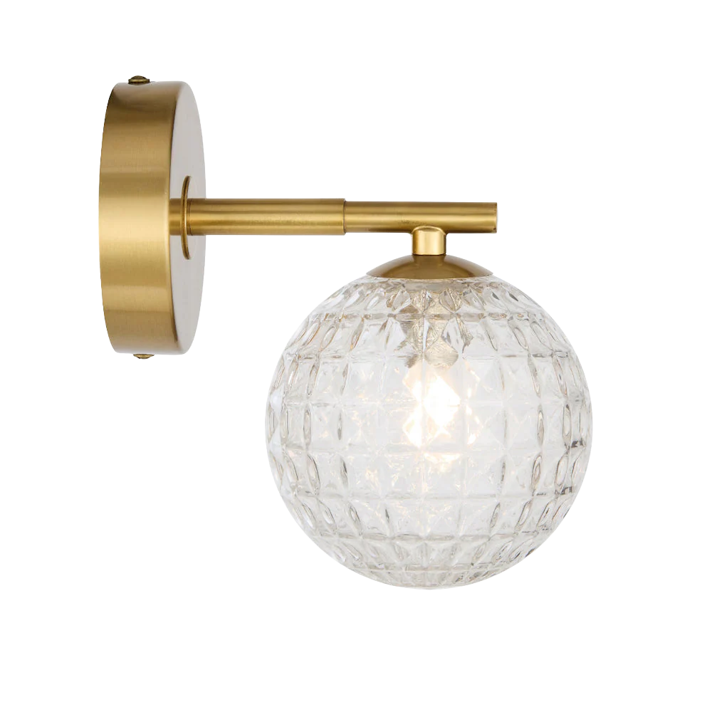 Telbix Felton 1 Light Wall Light Antique Gold Clear Prism - Image 5