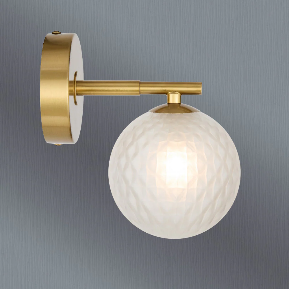 Telbix Felton 1 Light Wall Light Antique Gold Frost Tear - Image 2