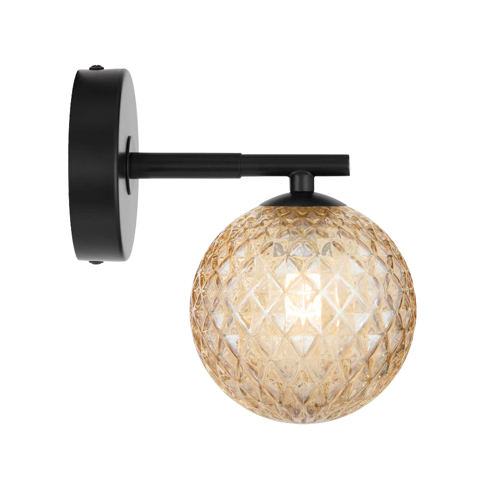 Telbix Felton 1 Light Wall Light Black Amber Tear - Image 5