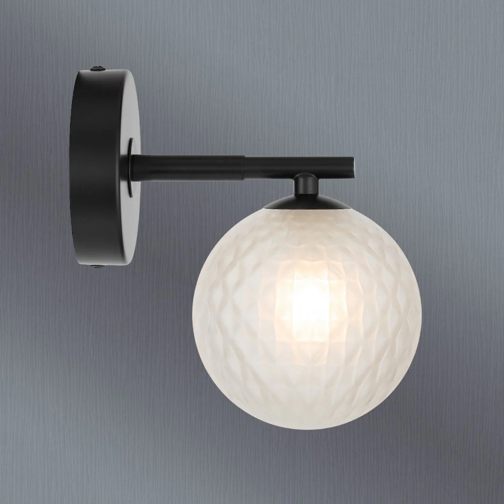 Telbix Felton 1 Light Wall Light Black Frost Tear - Image 2