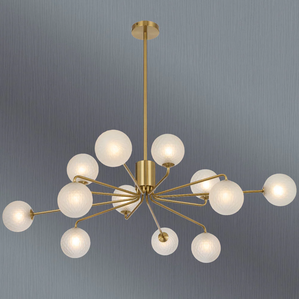 Telbix Felton 12 Light Pendant Antique Gold Frost Tear - Image 2