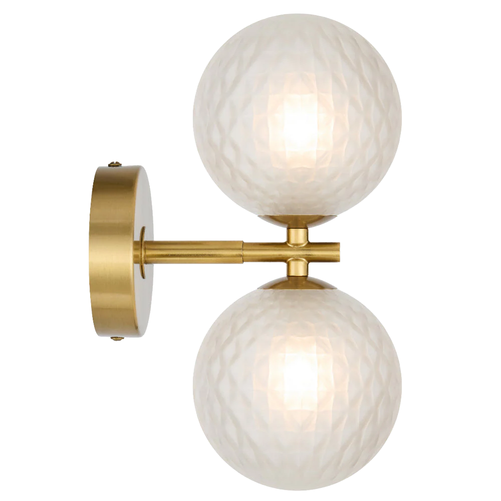 Telbix Felton 2 Light Wall Light Antique Gold Frost Tear - Image 5