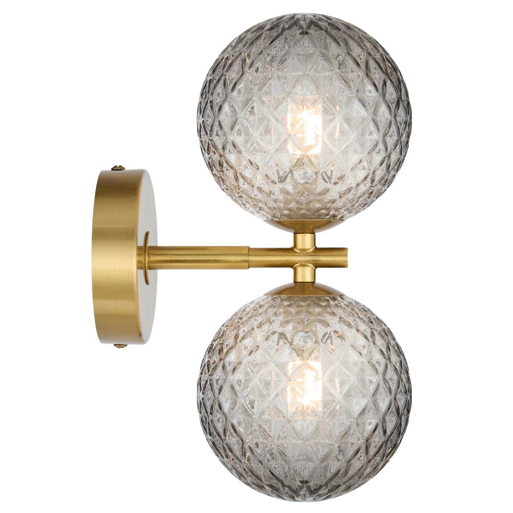 Telbix Felton 2 Light Wall Light Antique Gold Smoke Tear - Image 3