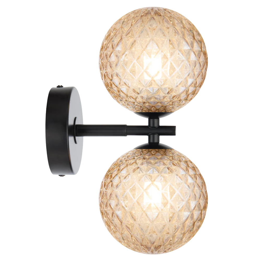 Telbix Felton 2 Light Wall Light Black Amber Tear - Image 3