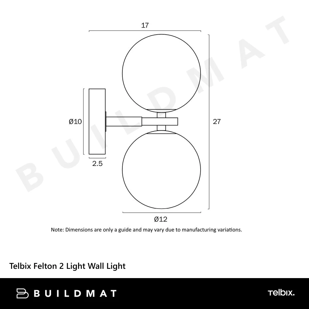 Telbix Felton 2 Light Wall Light Black Clear Prism - Image 4