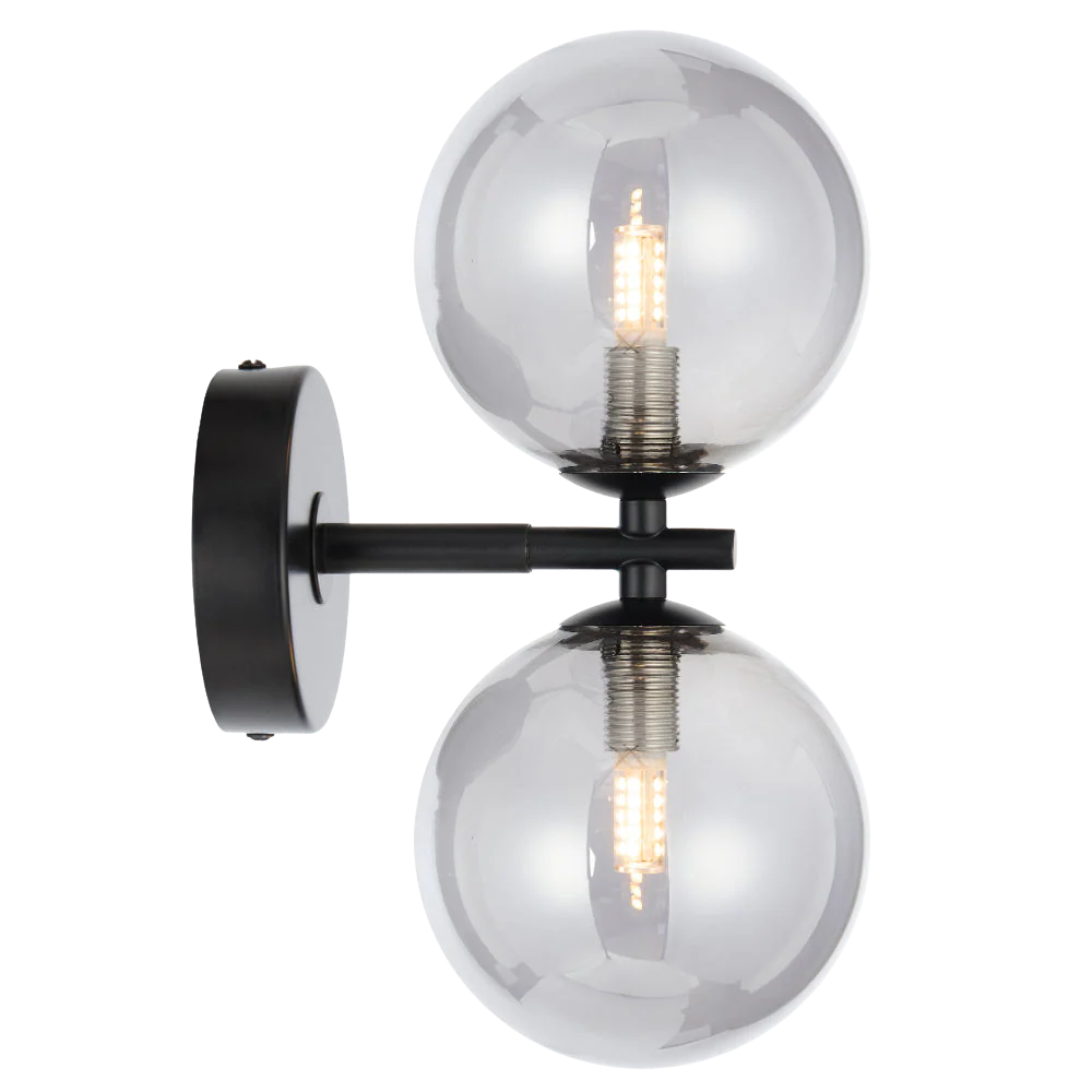 Telbix Felton 2 Light Wall Light Black Smoke