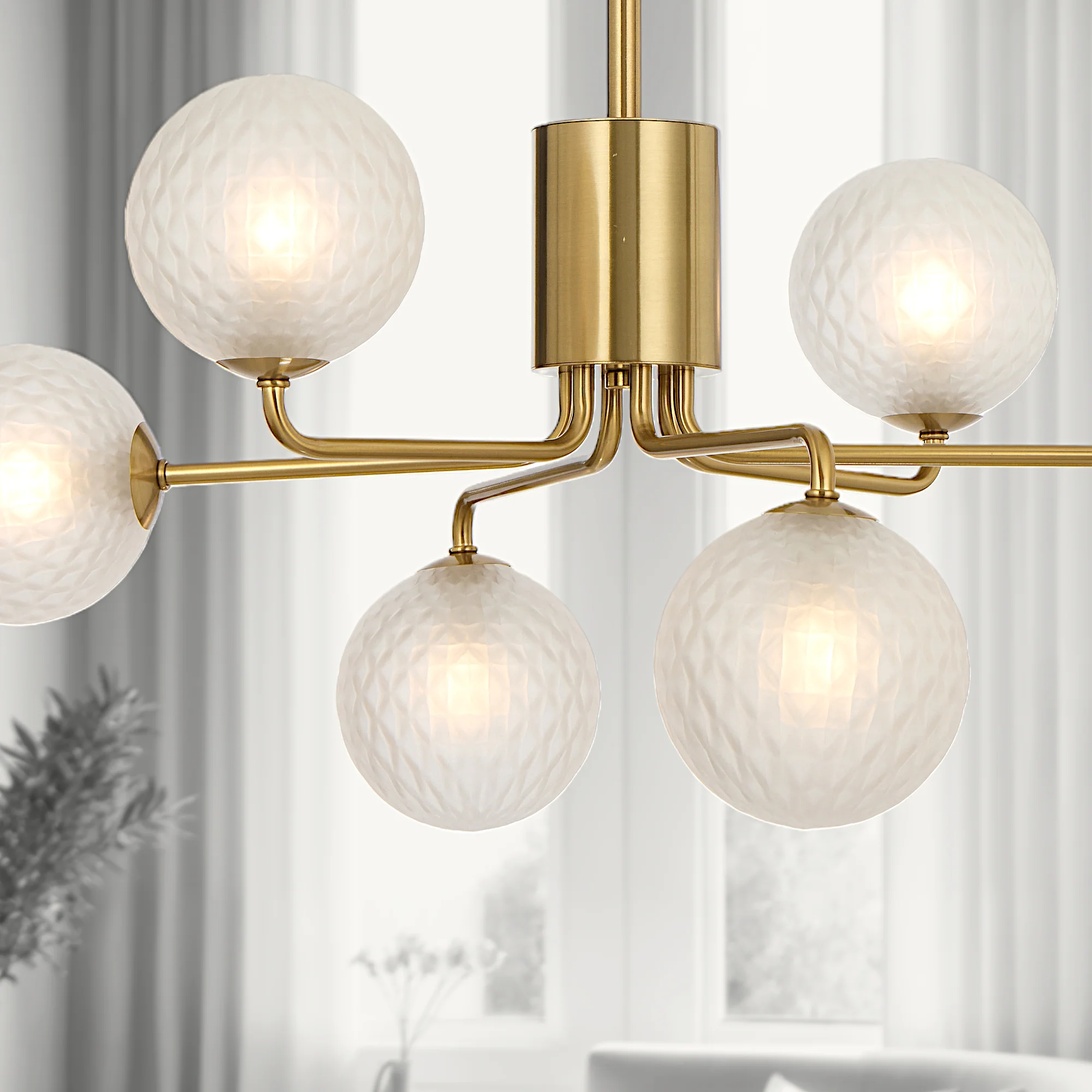 Telbix Felton 6 Light Pendant Antique Gold Frost Tear - Image 2