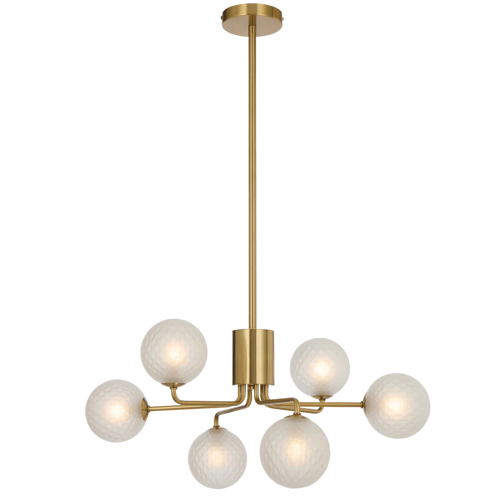 Telbix Felton 6 Light Pendant Antique Gold Frost Tear - Image 3