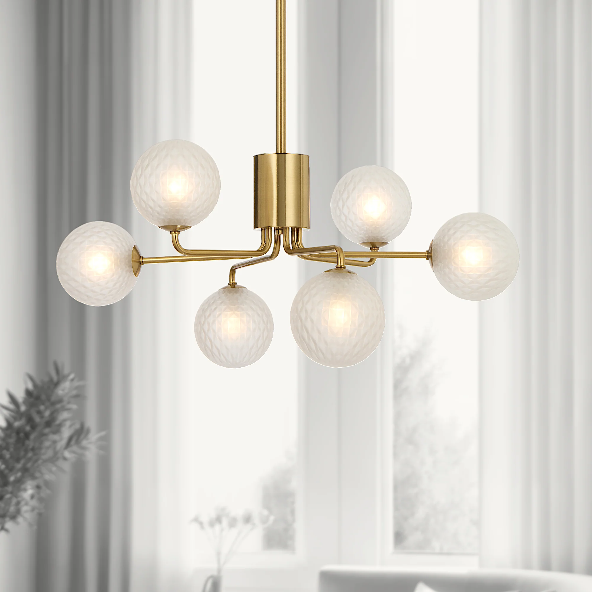 Telbix Felton 6 Light Pendant Antique Gold Frost Tear - Image 4