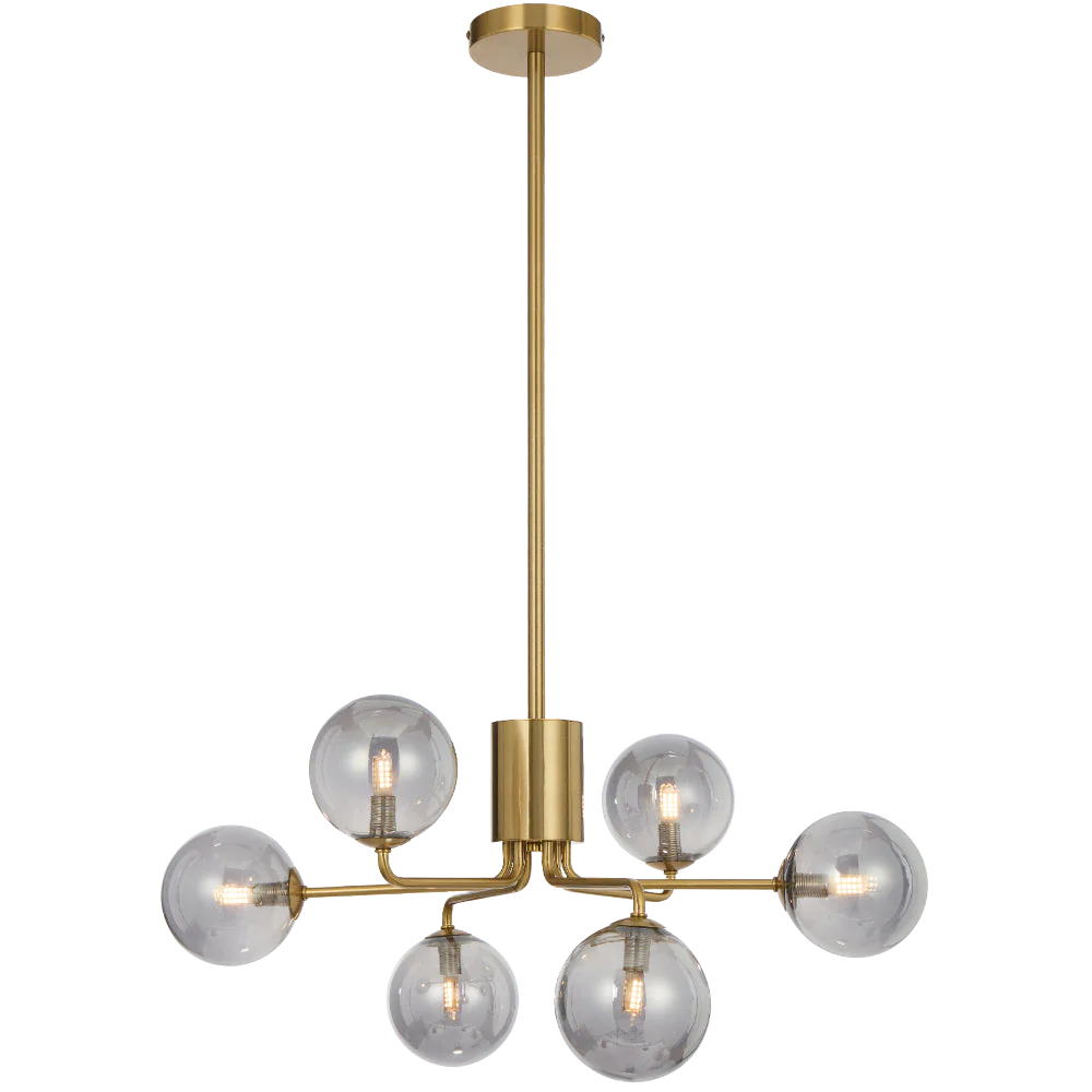 Telbix Felton 6 Light Pendant Antique Gold Smoke - Image 5