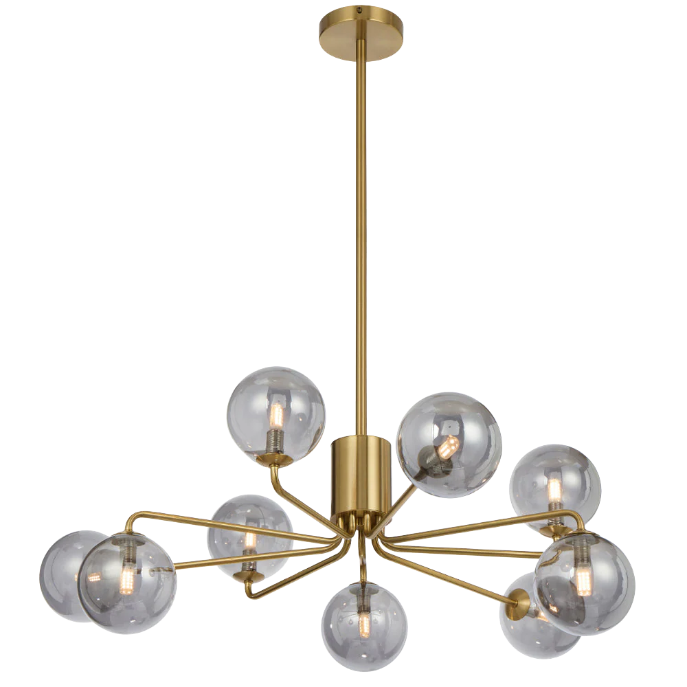 Telbix Felton 9 Light Pendant Antique Gold Smoke