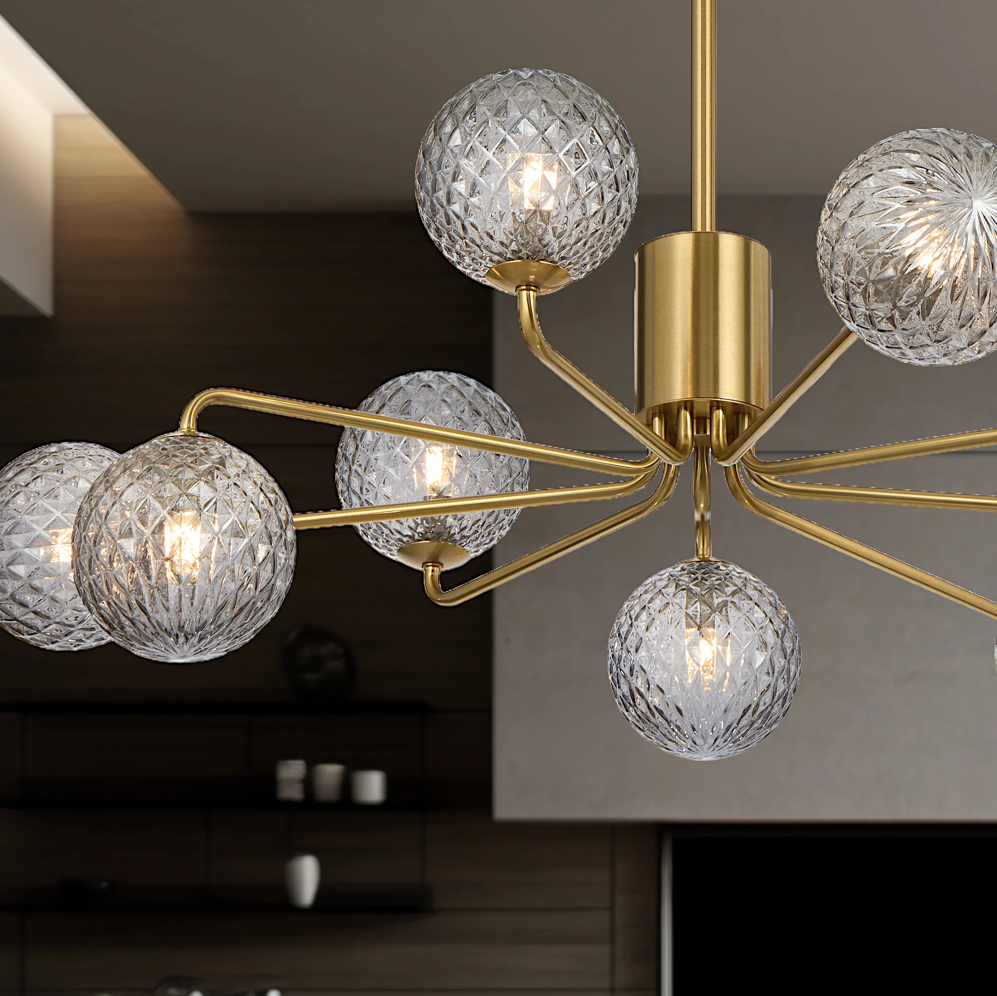 Telbix Felton 9 Light Pendant Antique Gold Smoke Tear - Image 2