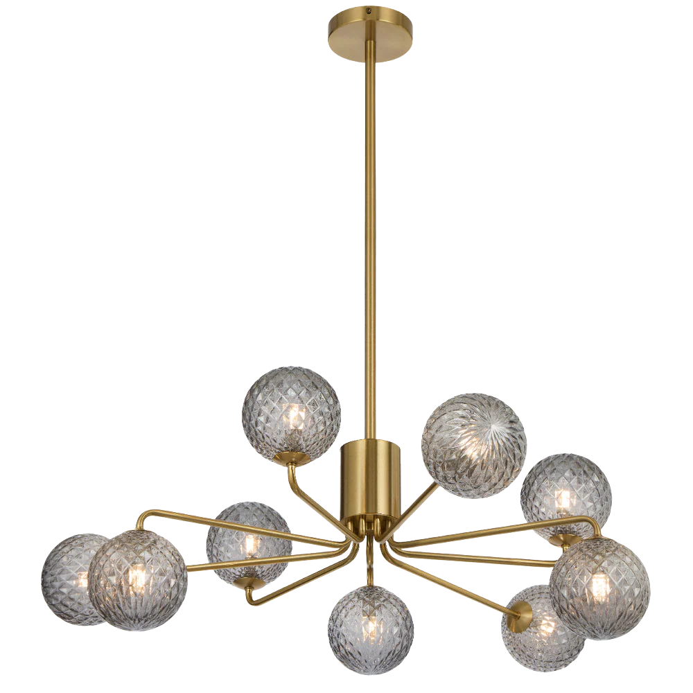 Telbix Felton 9 Light Pendant Antique Gold Smoke Tear - Image 3