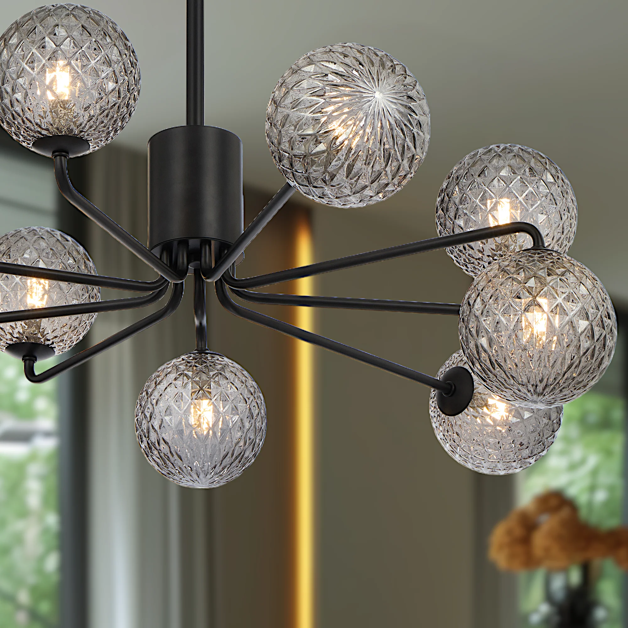 Telbix Felton 9 Light Pendant Black Smoke Tear - Image 2