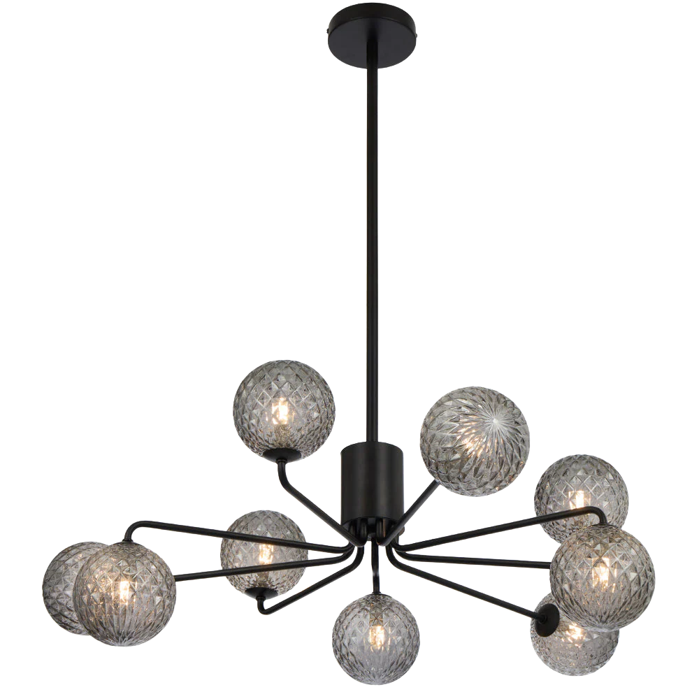 Telbix Felton 9 Light Pendant Black Smoke Tear - Image 3