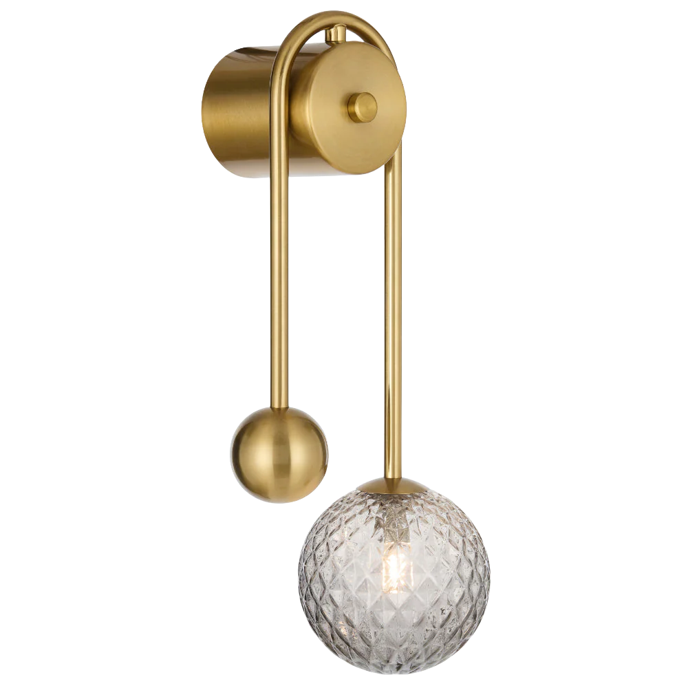 Telbix Felton Arm Wall Light Antique Gold Smoke Tear