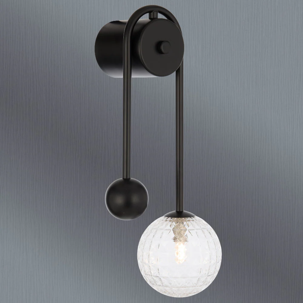 Telbix Felton Arm Wall Light Black Clear Prism - Image 2