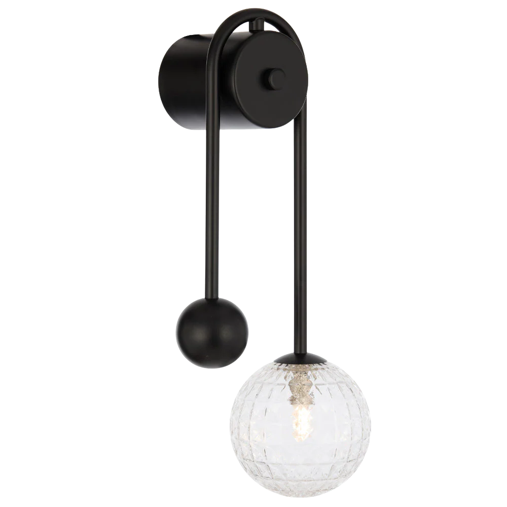 Telbix Felton Arm Wall Light Black Clear Prism - Image 3