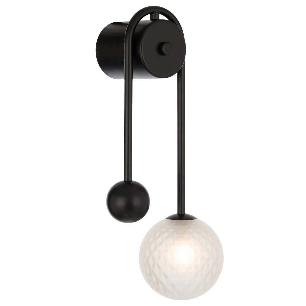 Telbix Felton Arm Wall Light Black Frost Tear - Image 5