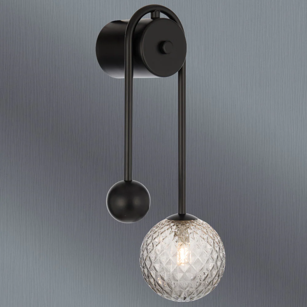 Telbix Felton Arm Wall Light Black Smoke Tear - Image 2