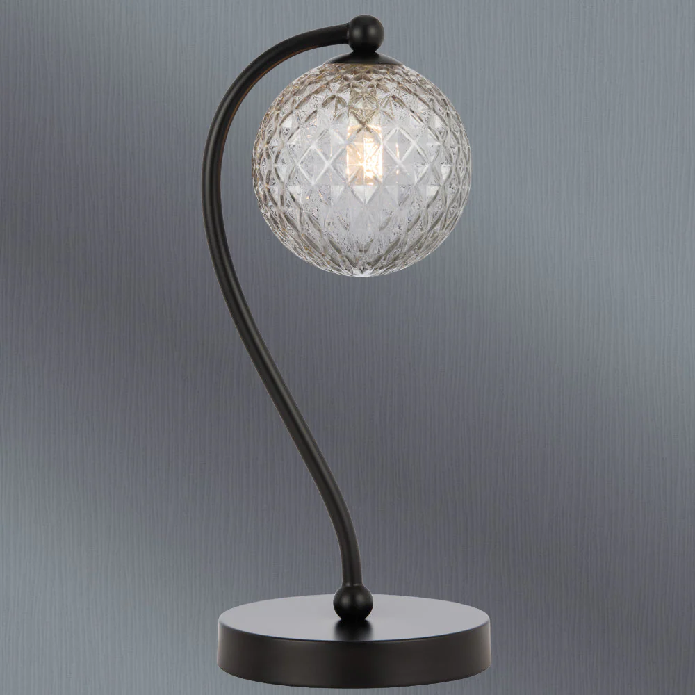 Telbix Felton Table Lamp Black Smoke Tear - Image 2