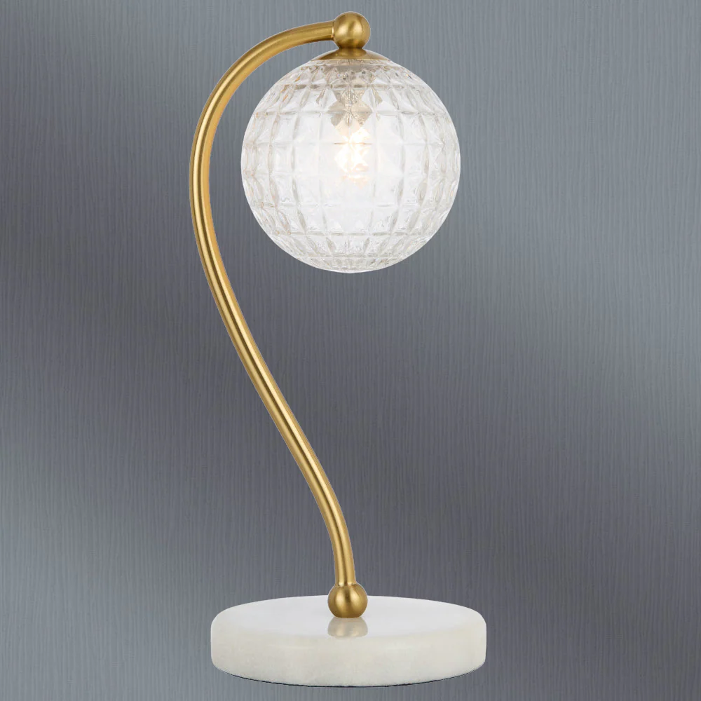 Telbix Felton Table Lamp White Marble Clear Prism - Image 2