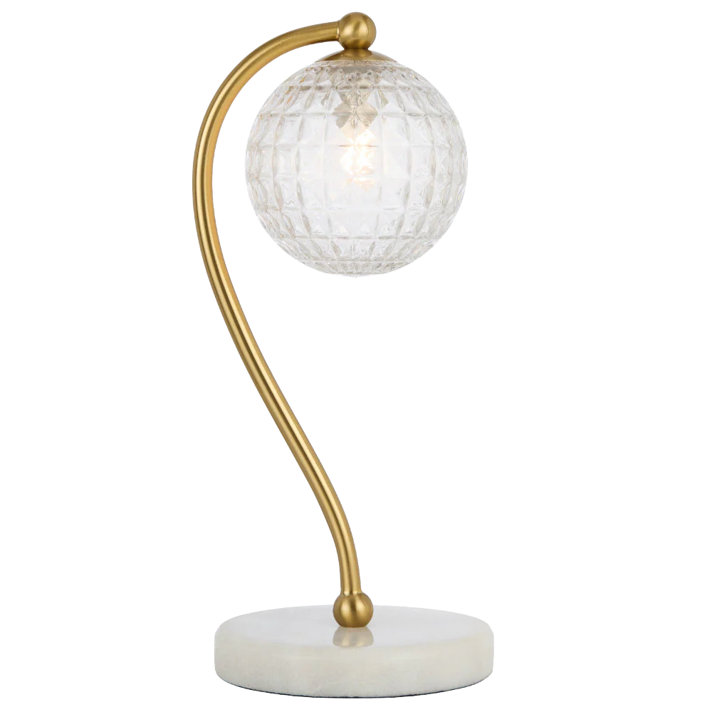 Telbix Felton Table Lamp White Marble Clear Prism - Image 5