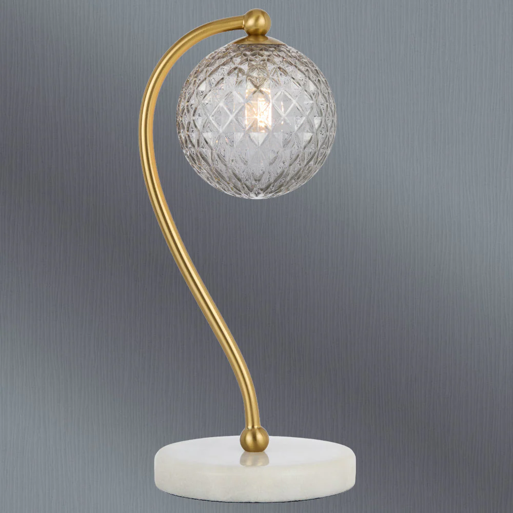Telbix Felton Table Lamp White Marble Smoke Tear - Image 2