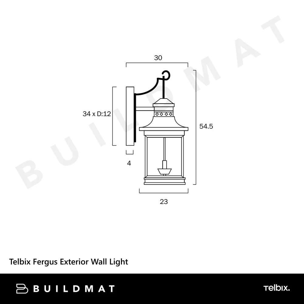 Telbix Fergus Exterior Wall Light Black - Image 4