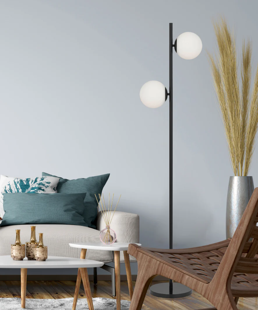 Telbix Figaro 2 Lights Floor Lamp Black - Image 2