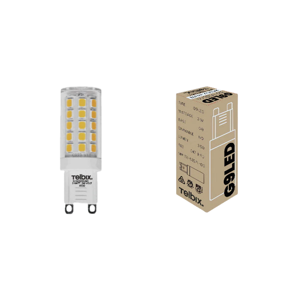 Telbix G9 3W Led Globe Clear Non Dim 4000K