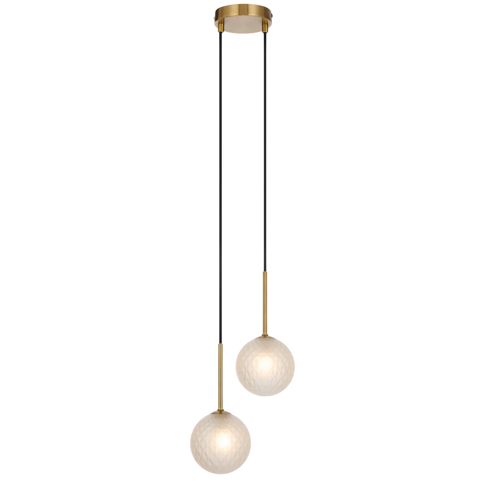 Telbix Gaston 2 Light Pendant Antique Gold Frost Tear