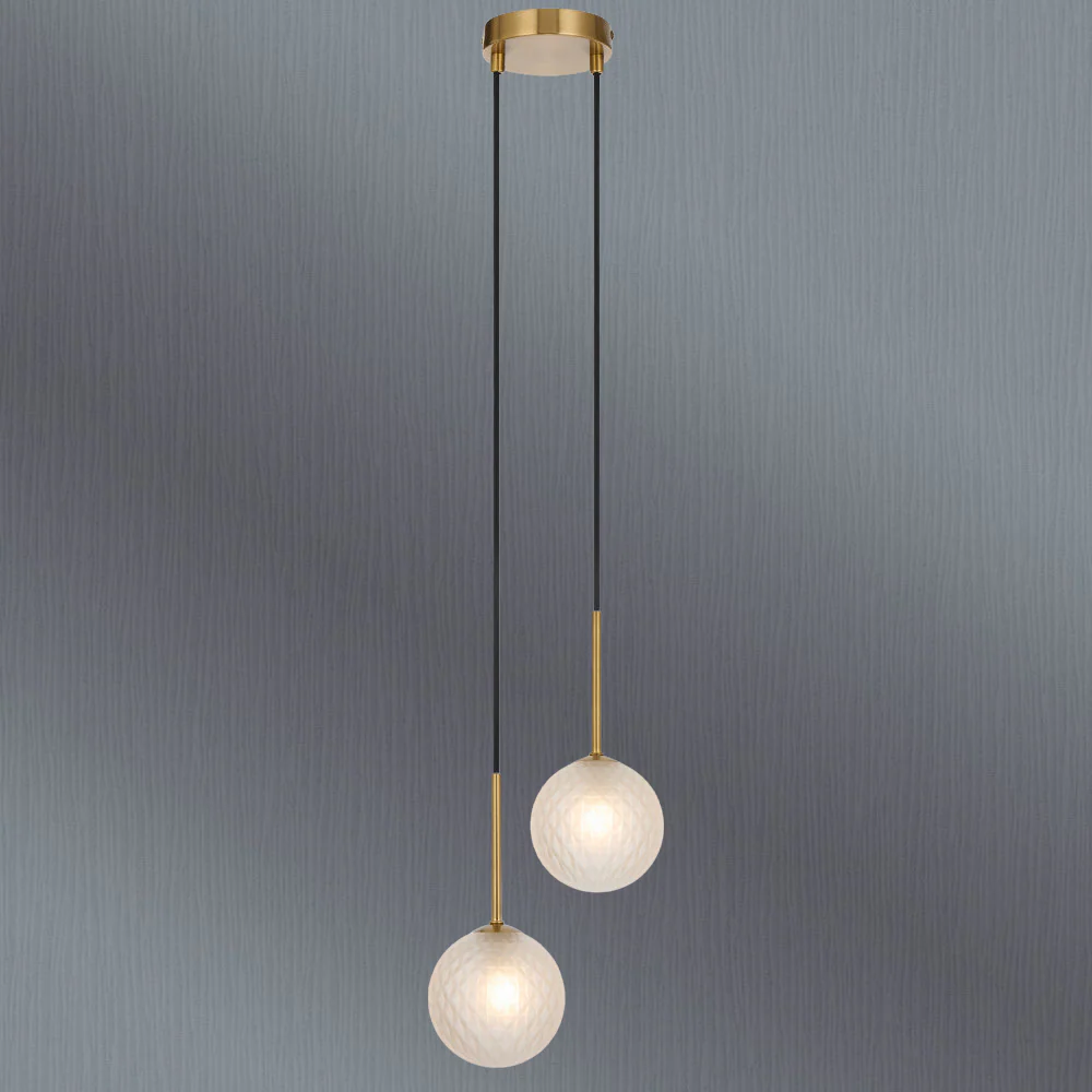 Telbix Gaston 2 Light Pendant Antique Gold Frost Tear - Image 2