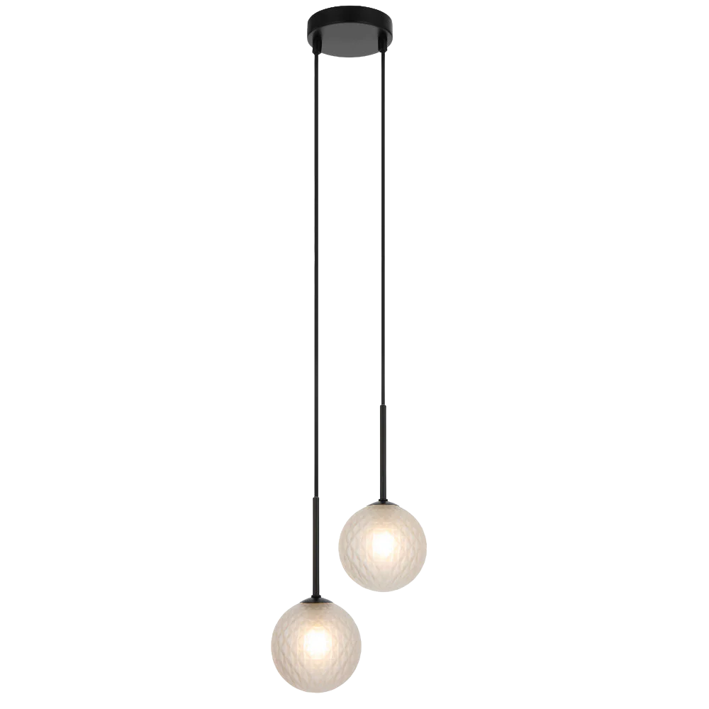 Telbix Gaston 2 Light Pendant Black Frost Tear - Image 5