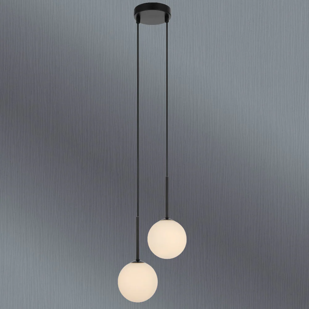 Telbix Gaston 2 Light Pendant Black Opal Matt - Image 2