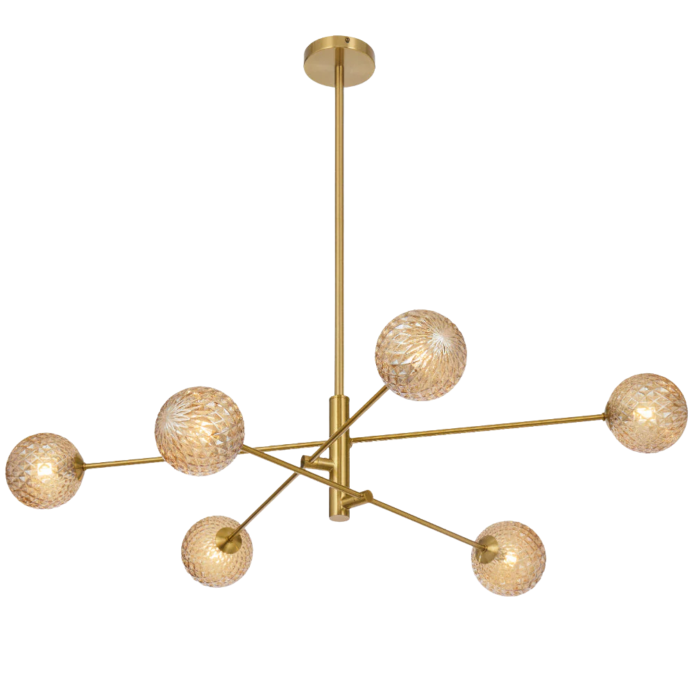 Telbix Gaston 6 Light Pendant Antique Gold Amber Tear - Image 3