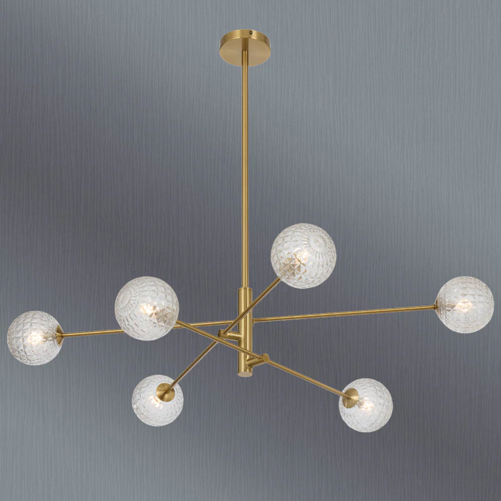Telbix Gaston 6 Light Pendant Antique Gold Clear Prism - Image 2