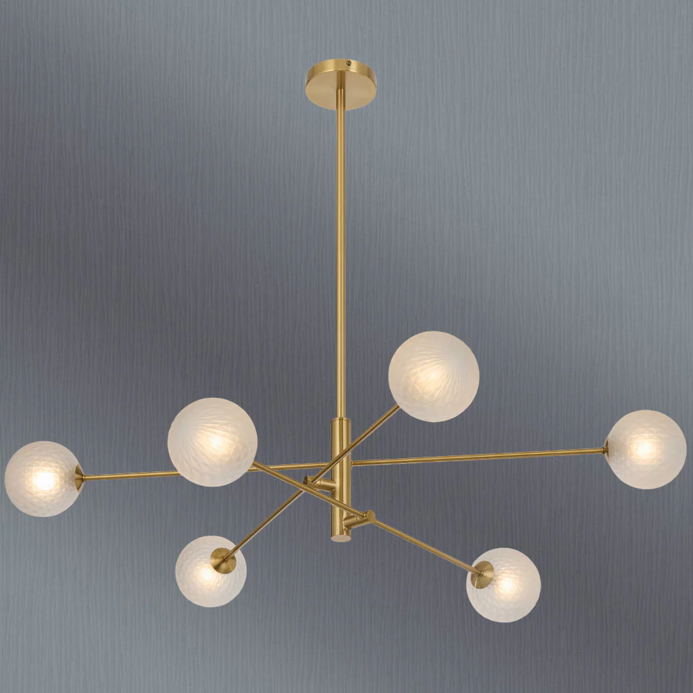 Telbix Gaston 6 Light Pendant Antique Gold Frost Tear - Image 2