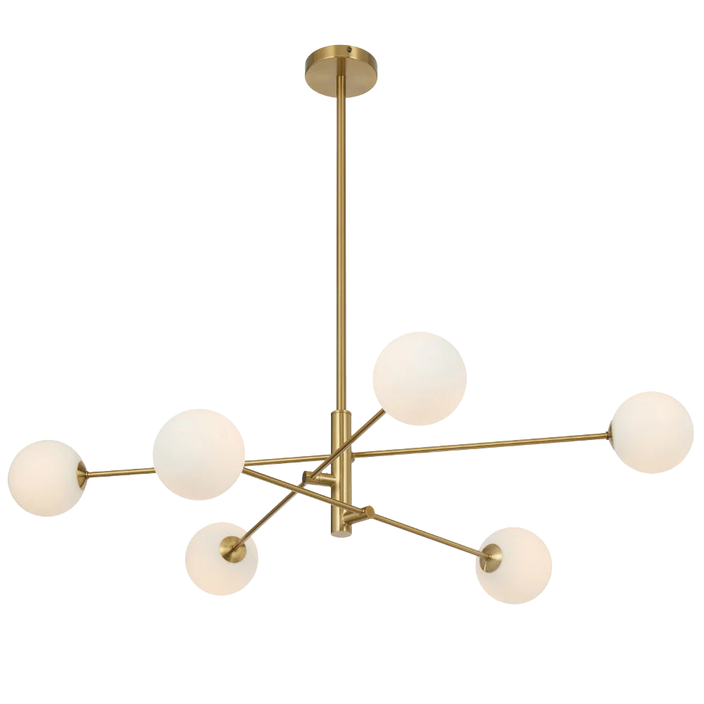 Telbix Gaston 6 Light Pendant Antique Gold Opal Matt - Image 3
