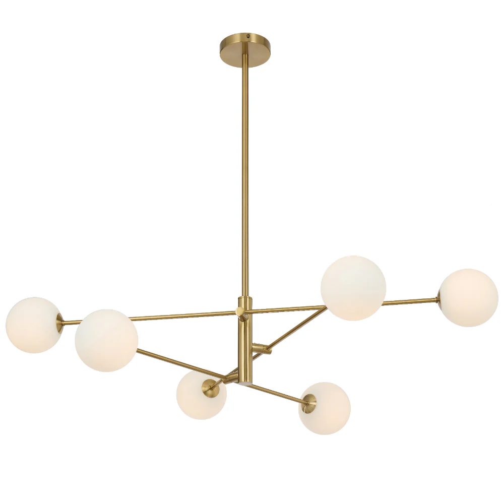 Telbix Gaston 6 Light Pendant Antique Gold Opal Matt - Image 4