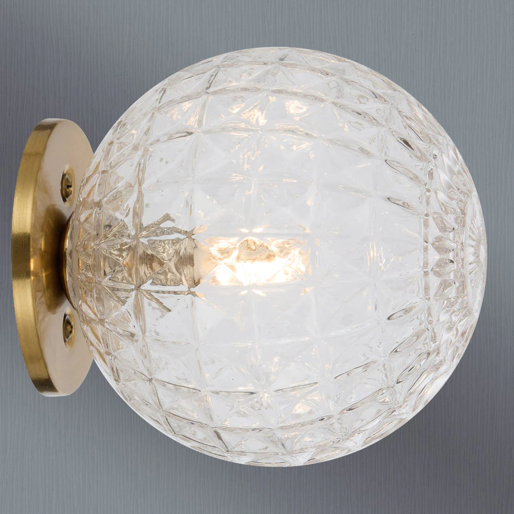 Telbix Gaston Wall Light Antique Gold Clear Prism - Image 2