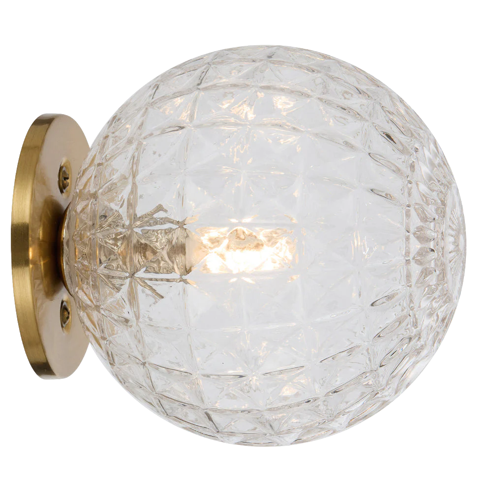 Telbix Gaston Wall Light Antique Gold Clear Prism - Image 3