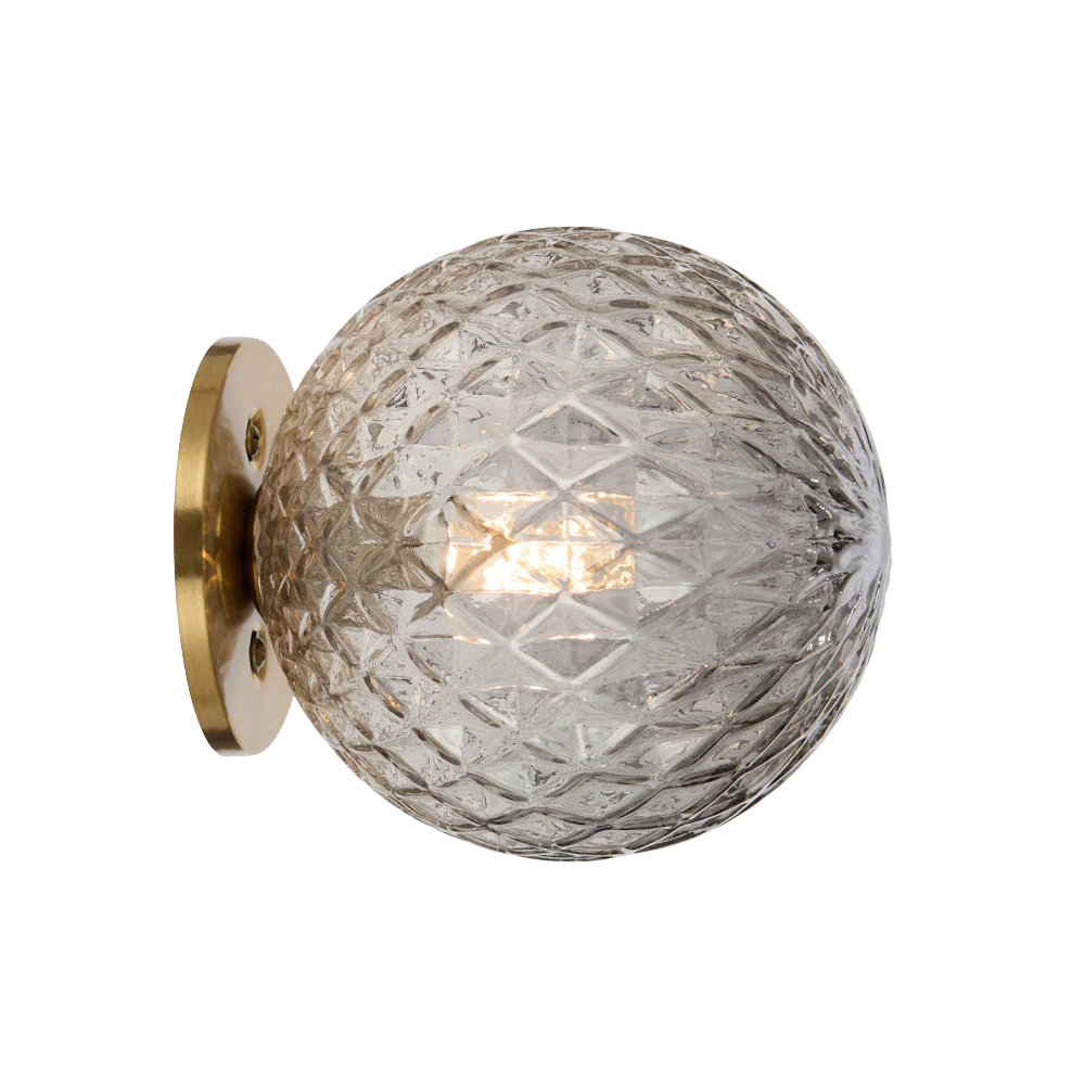 Telbix Gaston Wall Light Antique Gold Smoke Tear
