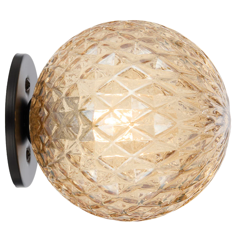 Telbix Gaston Wall Light Black Amber Tear