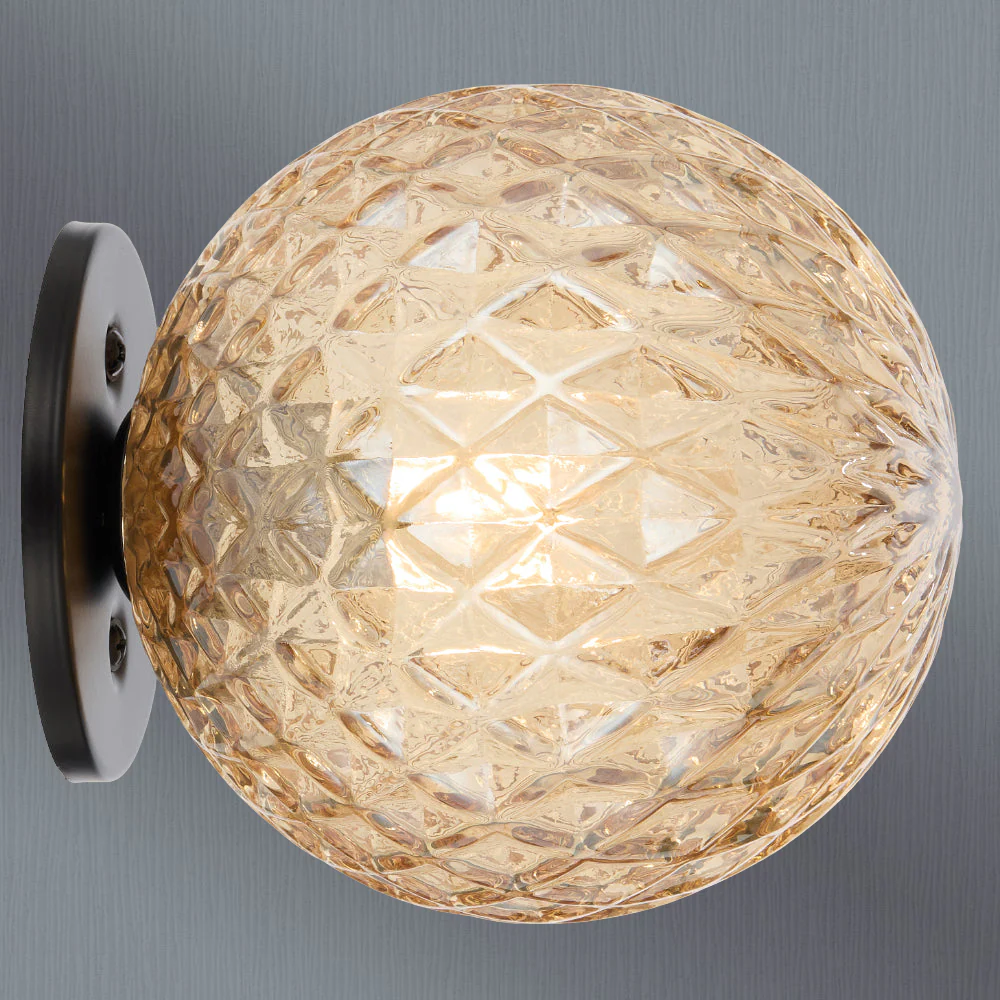 Telbix Gaston Wall Light Black Amber Tear - Image 2